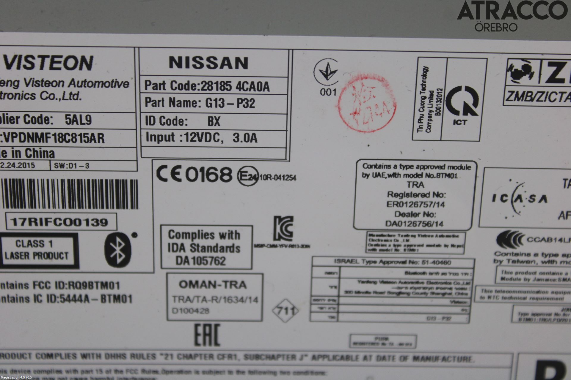 Nissan QASHQAI 14-17 Stereo Radio Med Cd