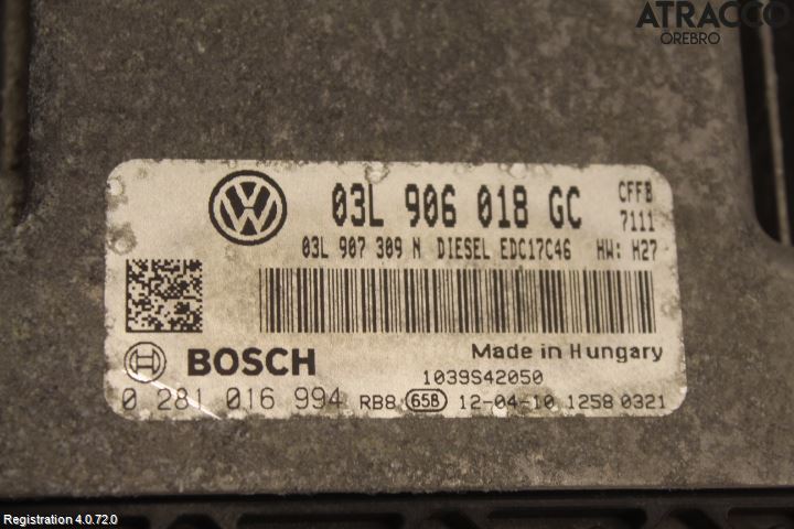 Volkswagen VW GOLF VI 09-13 Styreenhet Innsprøytning