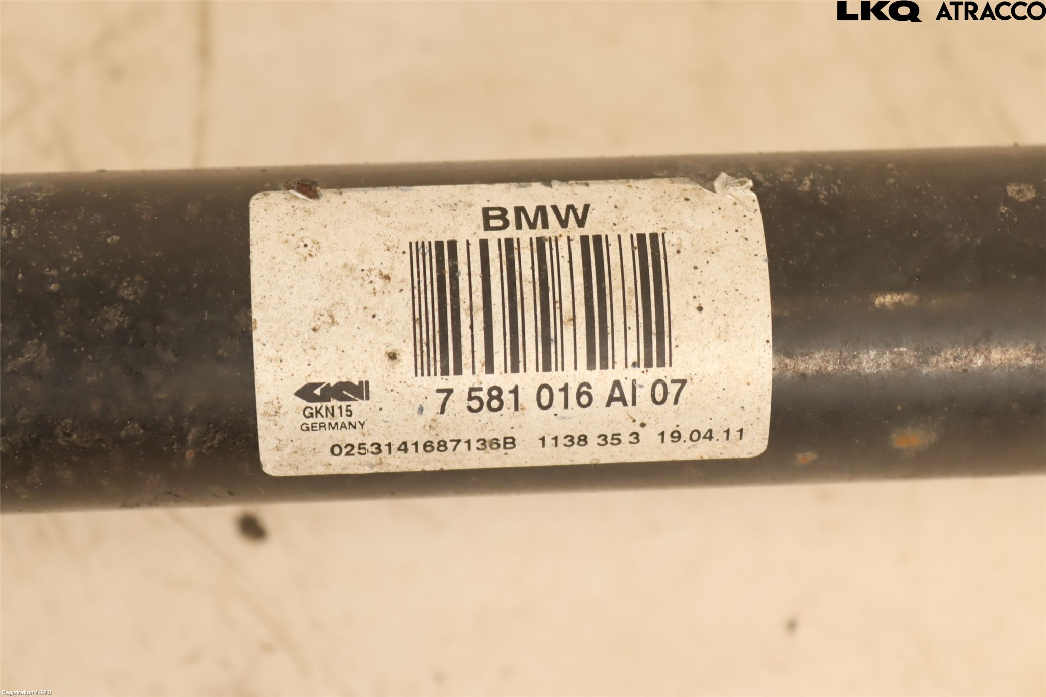 BMW 5 F10/F11/F18 09-17 Drivaksel Bak Kompl Høyre