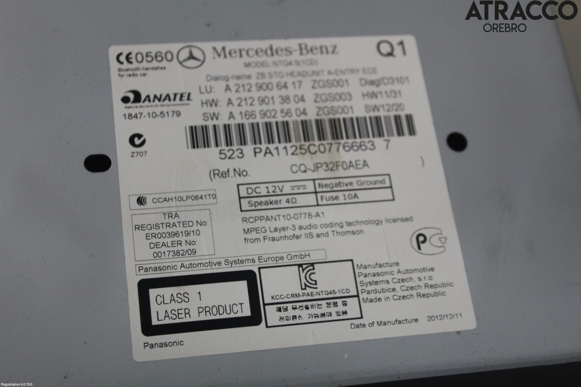 Mercedes-Benz MB E-KLASS (W212) 09-16 Stereo Radio Med Cd