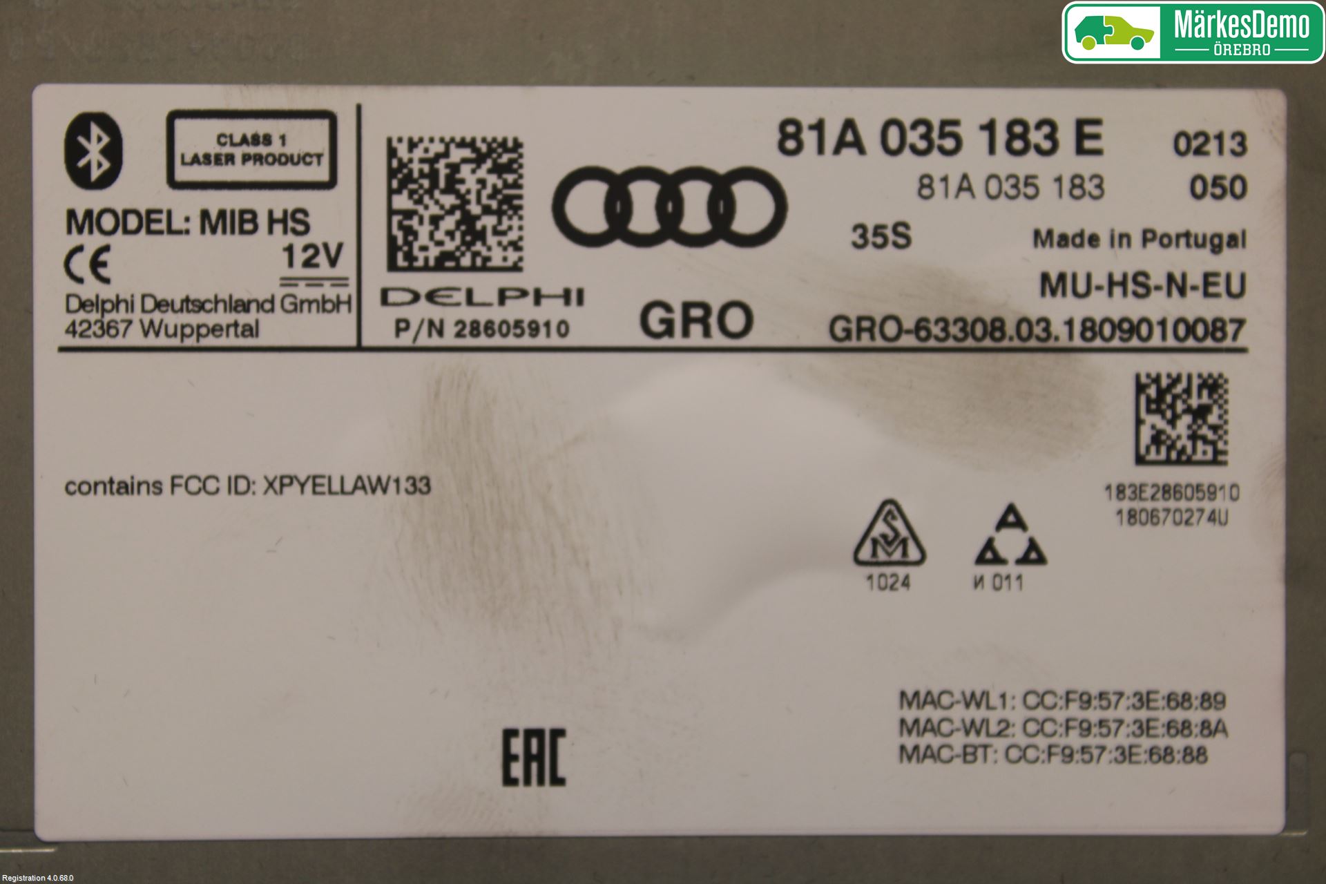Audi A3/S3 8V 13-20 Stereo Radio Med Cd