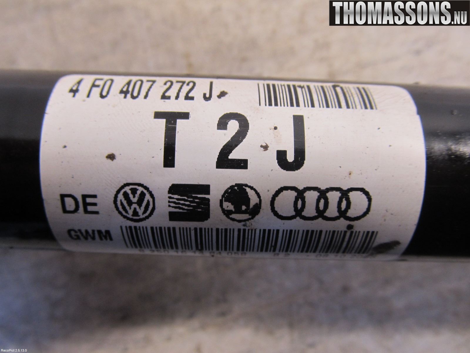 Audi A6/S6     05-11 Drivaksel Foran Kompl Høyre