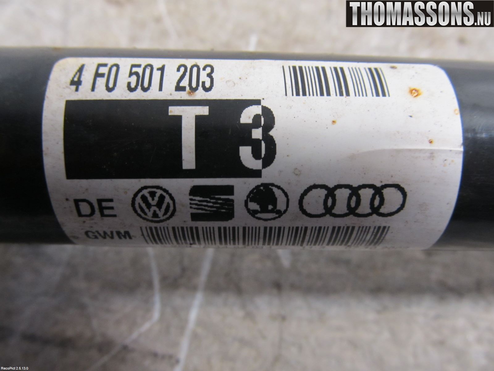 Audi A6/S6     05-11 Drivaksel Bak Kompl Venstre