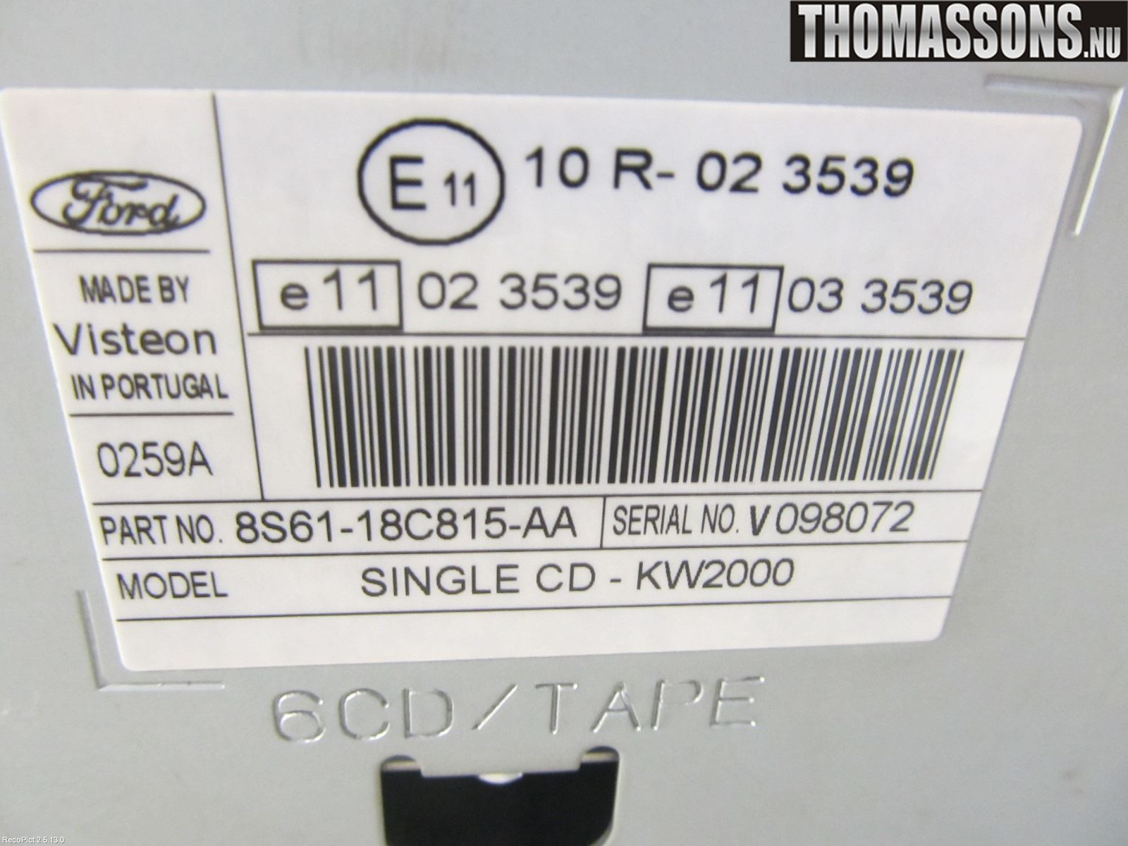 Ford FIESTA     06-08 Stereo Radio