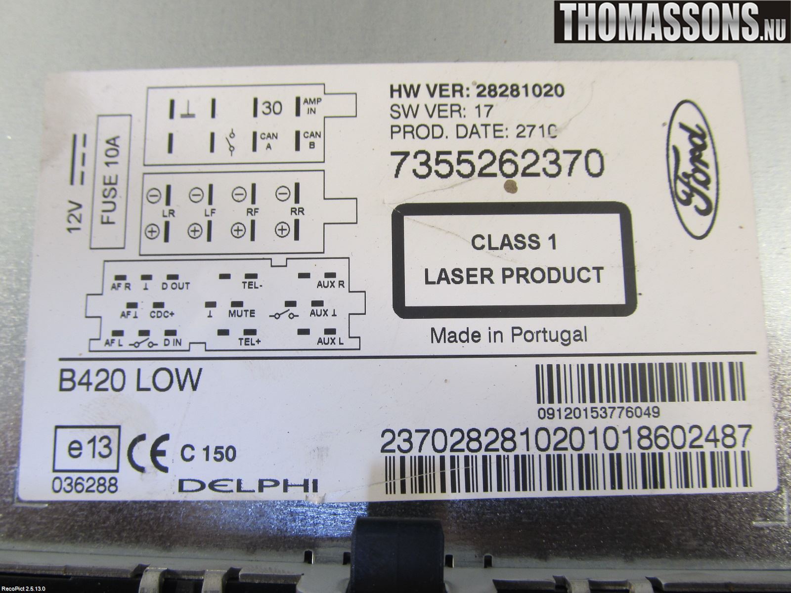Ford KA 09-16 Stereo Radio