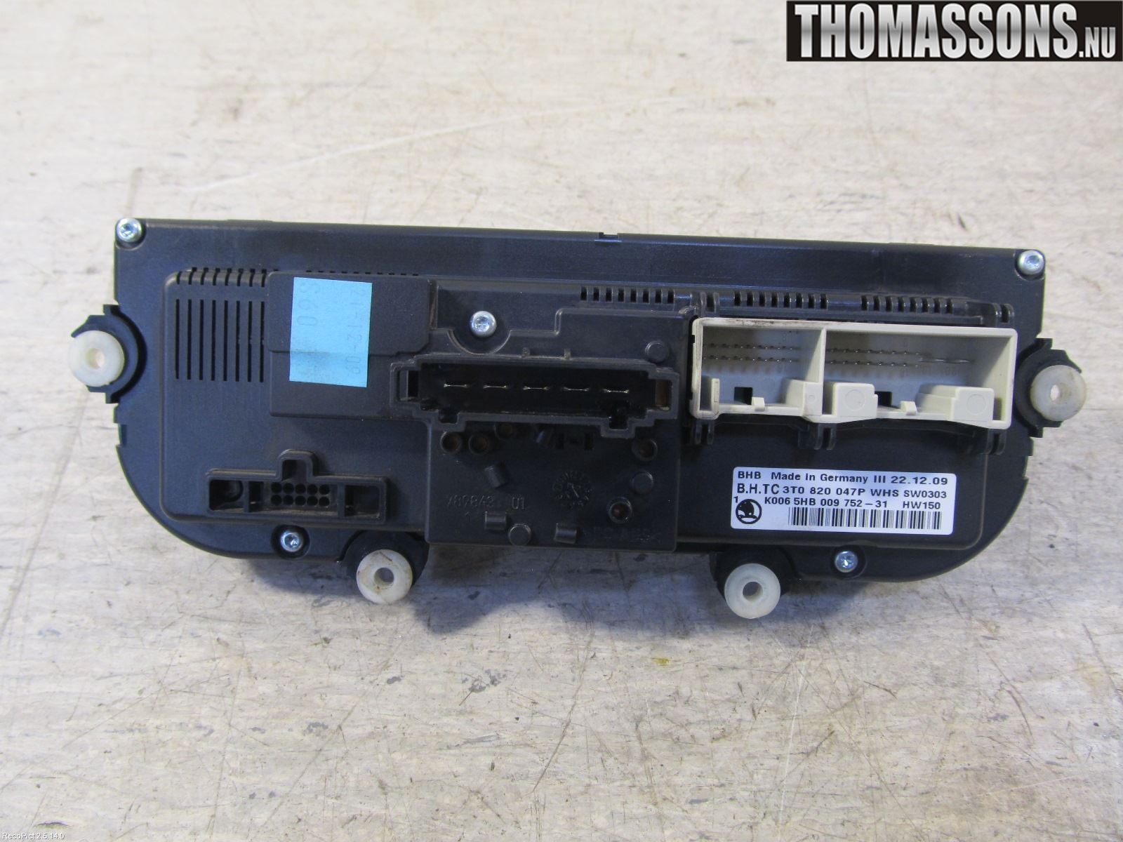 Skoda OCTAVIA (1Z) 05-13 Varme Ac Betjening-Display