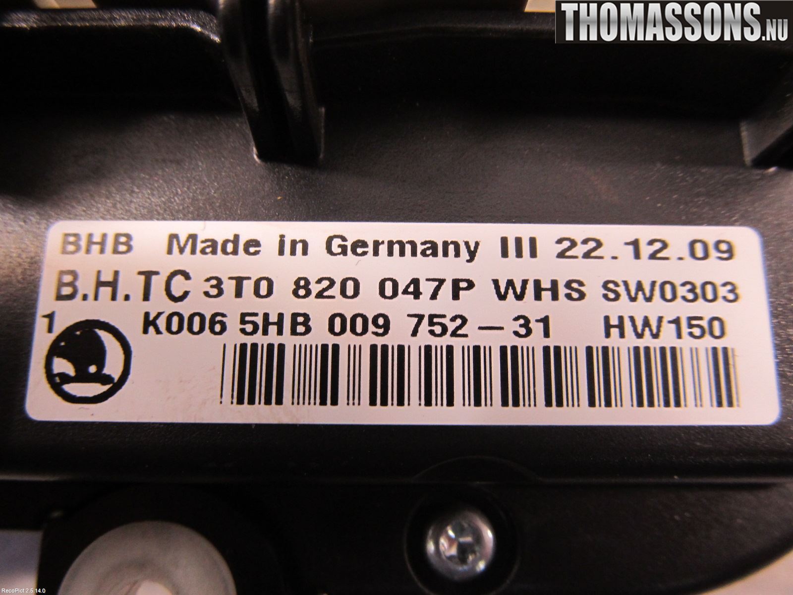 Skoda OCTAVIA (1Z) 05-13 Varme Ac Betjening-Display