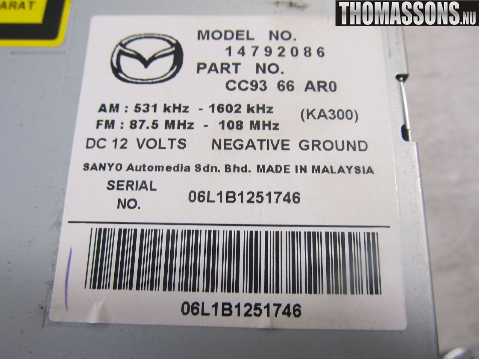 Mazda 5 05-10 Stereo Radio