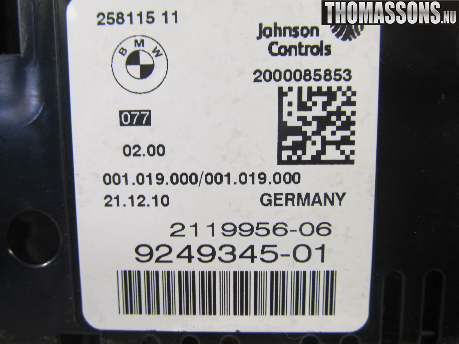 BMW 5 F10/F11/F18 09-17 Instr Kombinert