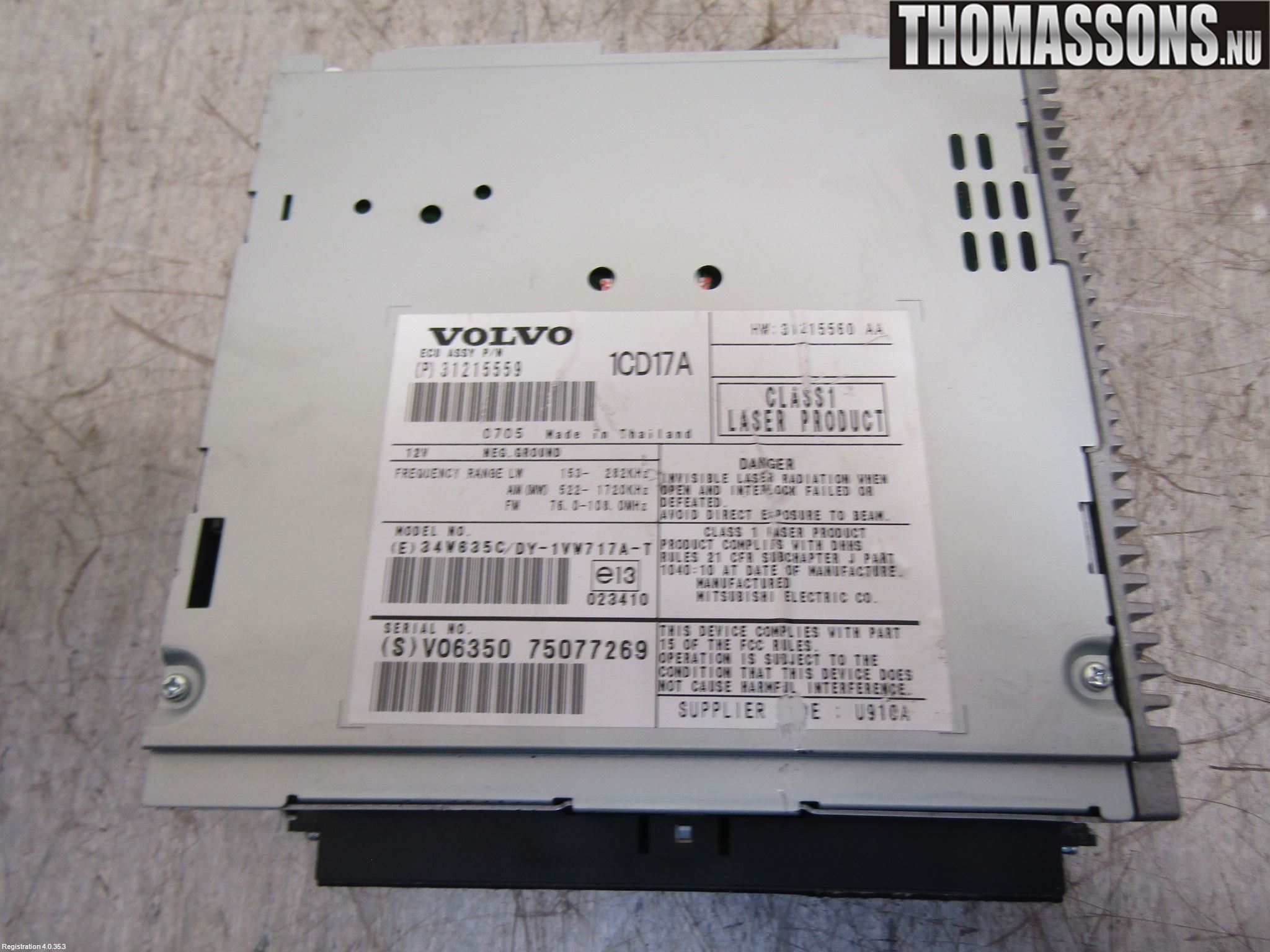 Volvo C30 07-10 Stereo Radio Med Cd