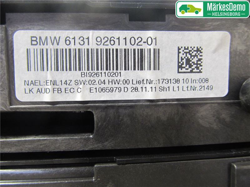 BMW 1 F20/F21 11-19 Varme Ac Betjening-Display
