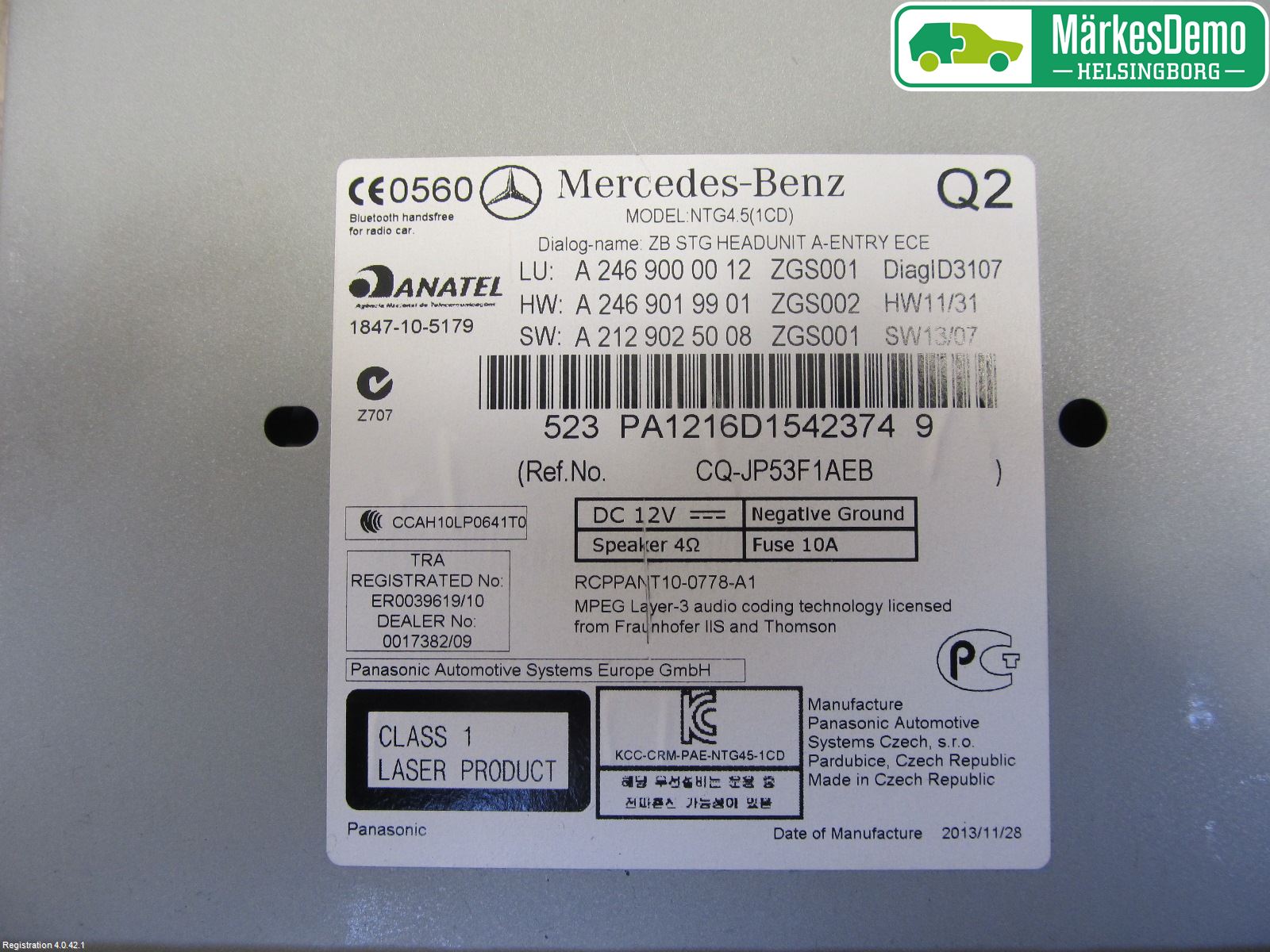 Mercedes-Benz MB A-KLASS (W176) 13-18 Stereo Radio Med Cd