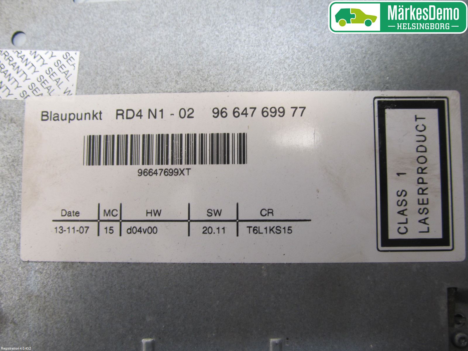 Peugeot 307     05-08 Stereo Radio Med Cd