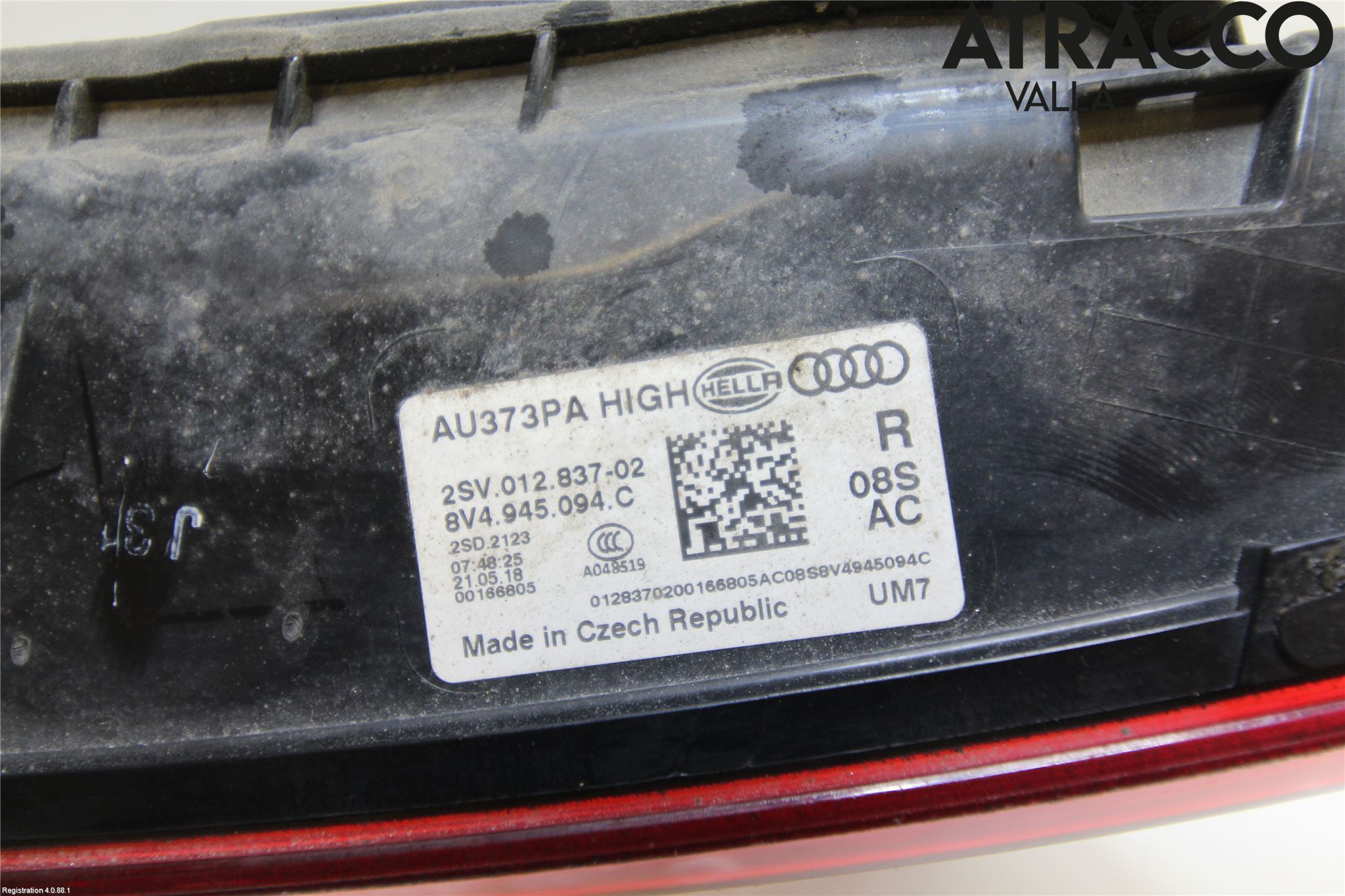 Audi A3/S3 8V 13-20 Baklykt Høyre  På Luke(Indre)