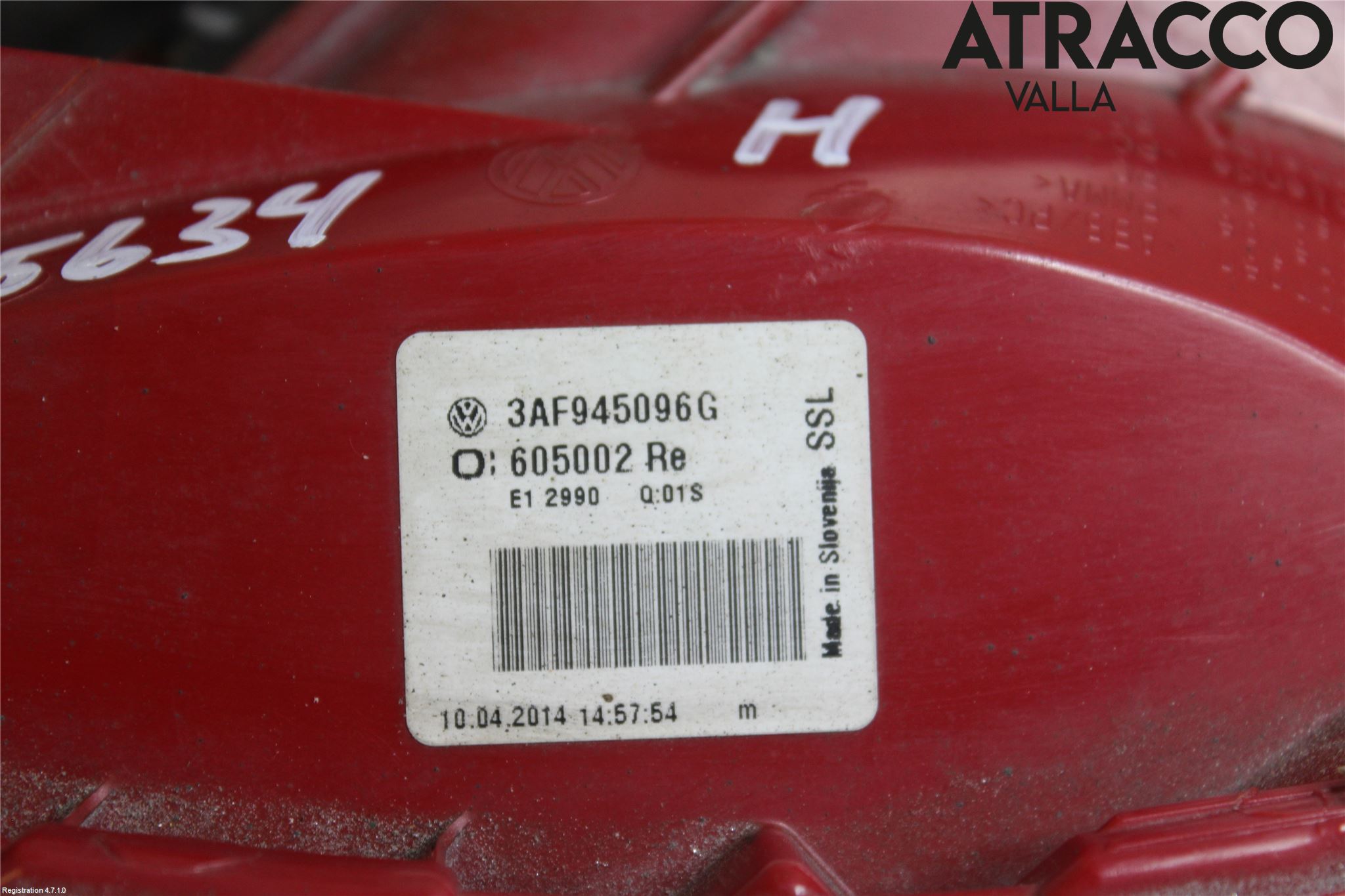 Volkswagen VW PASSAT 11-14 Baklykt Høyre