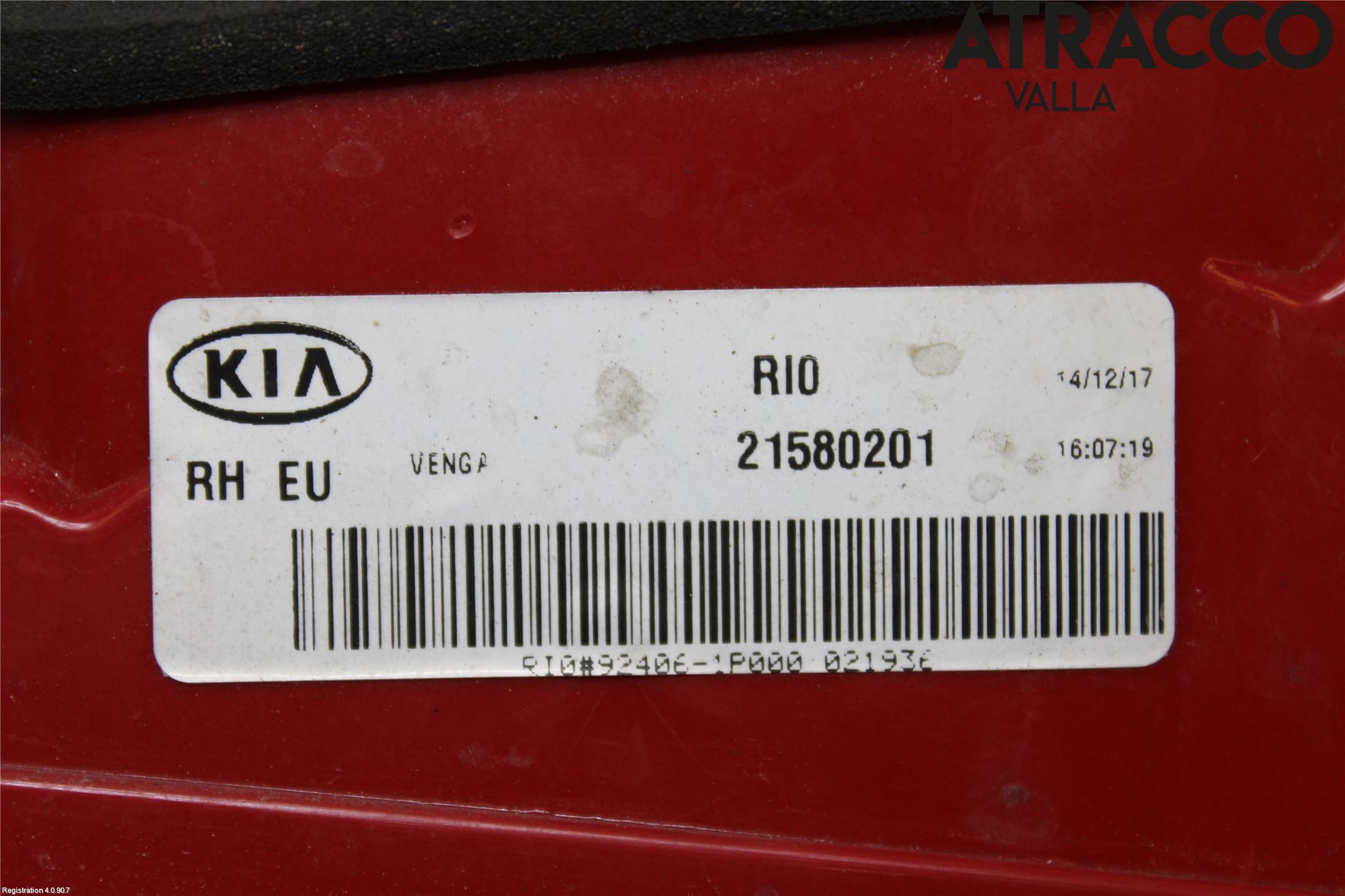 Kia VENGA 10-19 Baklykt Høyre  På Luke(Indre)