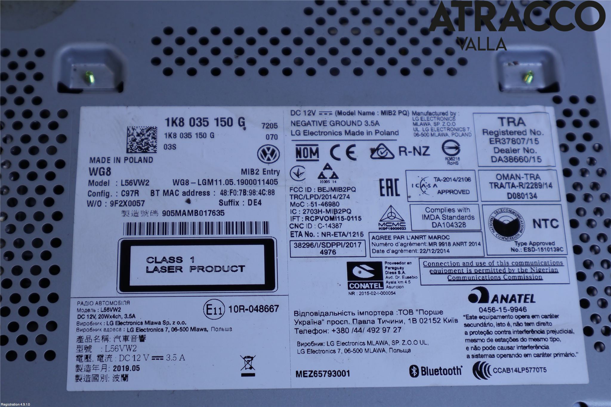 Volkswagen VW CADDY 16-20 Stereo Radio Med Cd