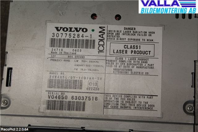 Volvo S40 04-07 Stereo Radio Med Cd