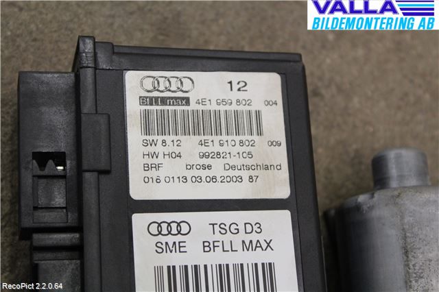 Audi A8/S8 4E  02-09 Vindusheismotor