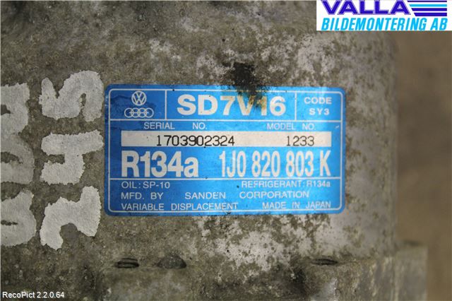 Skoda OCTAVIA (1U) 96-11 Varme Ac Kompressor