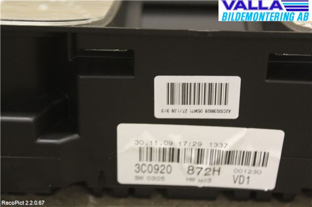 Volkswagen VW PASSAT 05-11 Instr Kombinert