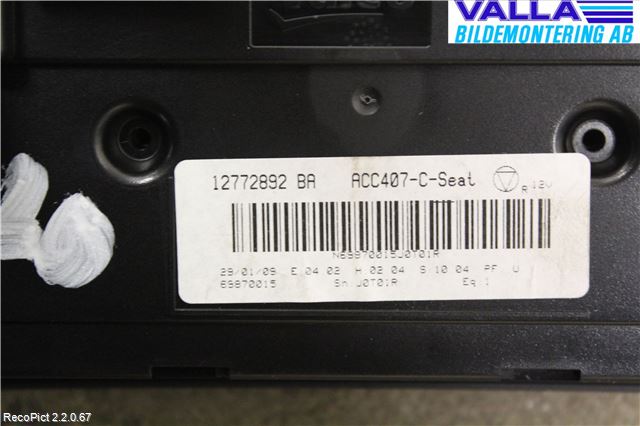 Saab 9-3 VER2/VER3 08-15 Varme Ac Betjening-Display