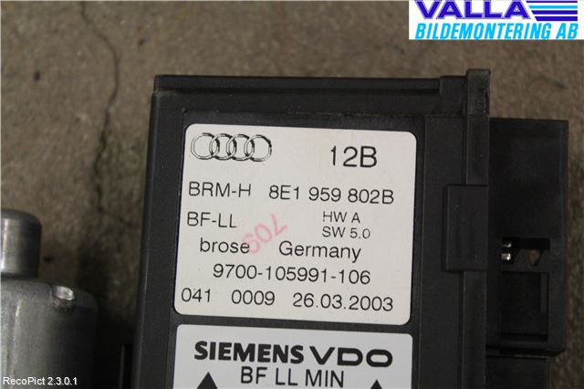 Audi A4/S4 01-05 Vindusheismotor