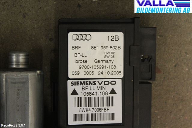 Audi A4/S4 05-07 Vindusheismotor