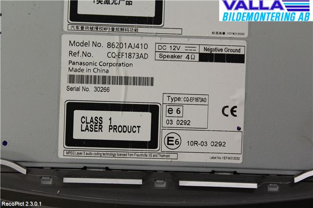Subaru OUTBACK 10-15 Stereo Radio Med Cd