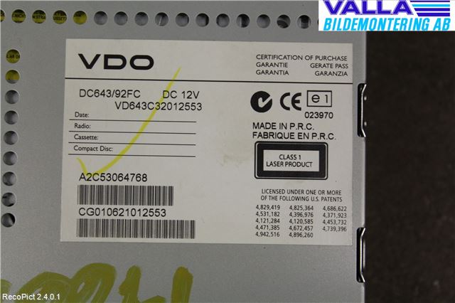 Subaru FORESTER SG 06- Stereo Radio Med Cd
