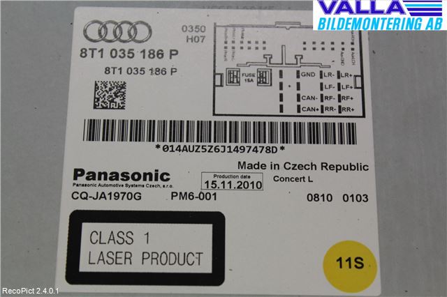 Audi A5 07-16 Stereo Radio Med Cd