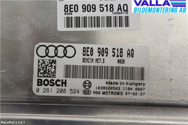 Audi A4/S4 05-07 Styreenhet Innsprøytning