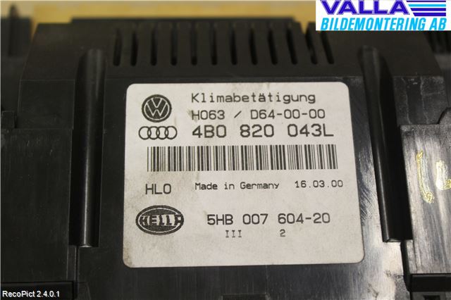 Audi A6/S6     97-05 Varme Ac Betjening-Display