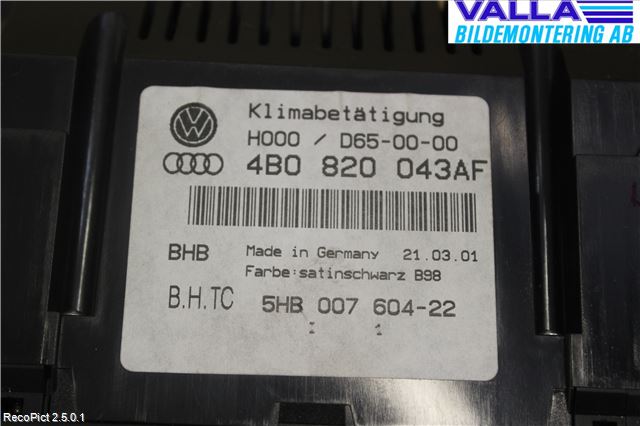 Audi ALLROAD 01-05 Varme Ac Betjening-Display