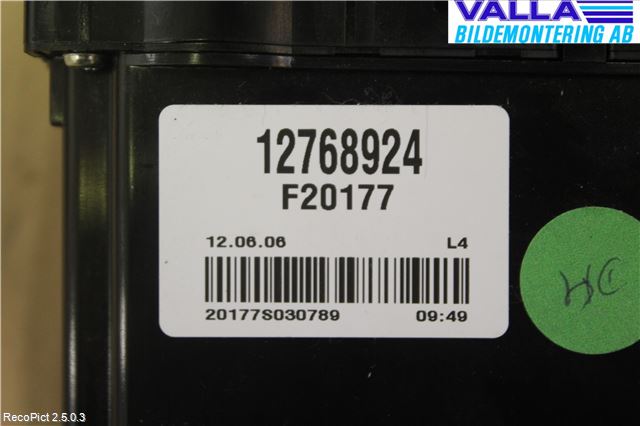Saab 9-5     06-10 Varme Ac Betjening-Display