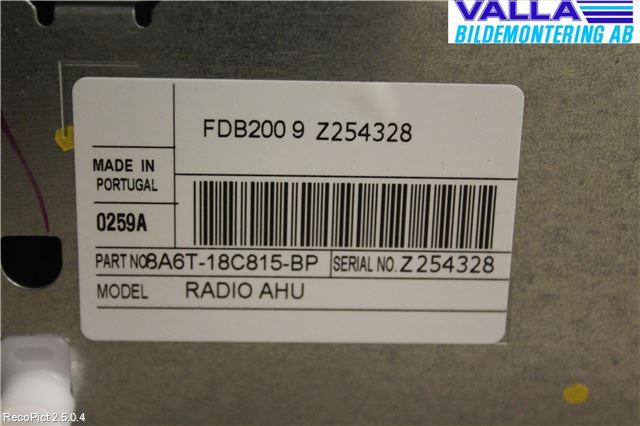 Ford FIESTA 09-12 Stereo Radio Med Cd