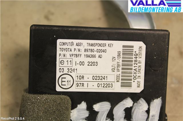 Toyota AURIS 07-09 Styreenhet Øvrig