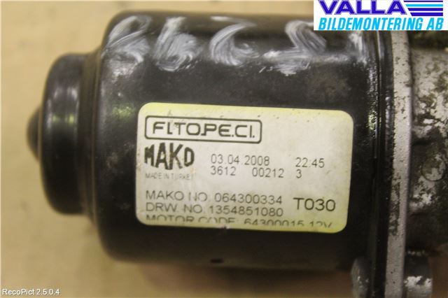 Peugeot BIPPER Viskermotor Frontrute