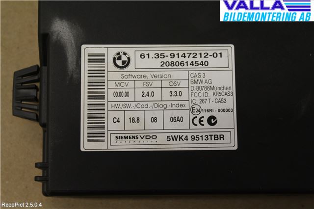 BMW 3 E90/91 SED/TOU 05-12 Styreenhet Øvrig