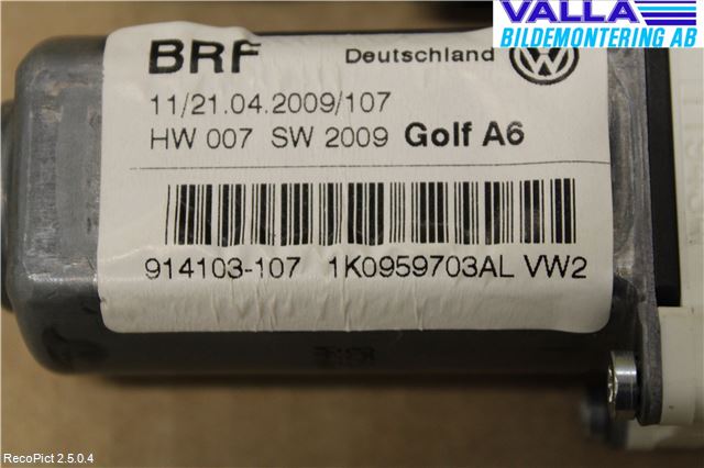 Volkswagen VW GOLF VI 09-13 Vindusheismotor