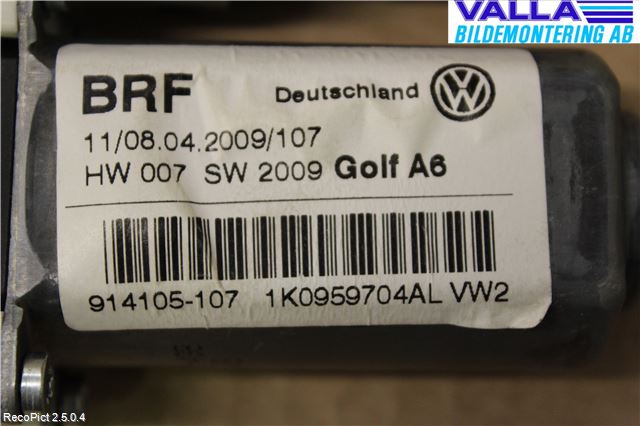 Volkswagen VW GOLF VI 09-13 Vindusheismotor