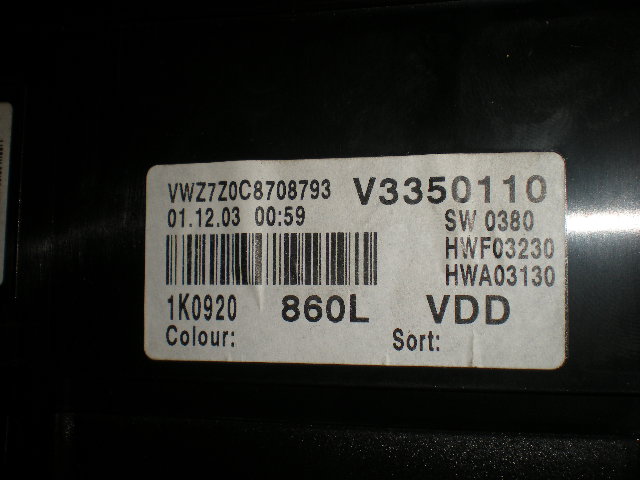 Volkswagen VW GOLF V 04-09 Instr Kombinert