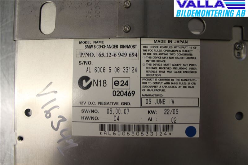 BMW 5 E60/61 Sed/Tou 02-10 Stereo Cd Veksler