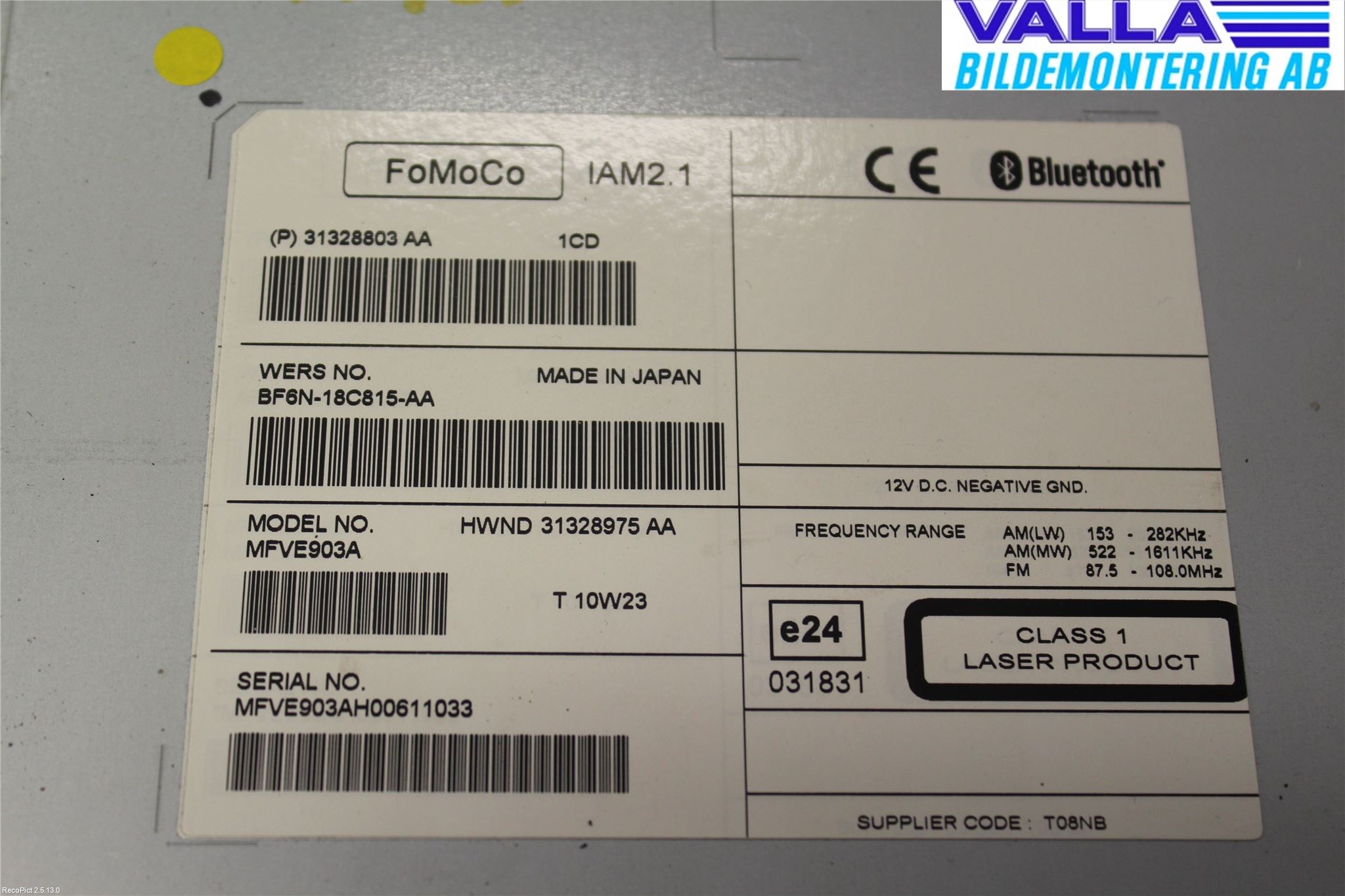Volvo S60 11-13 Stereo Radio Med Cd