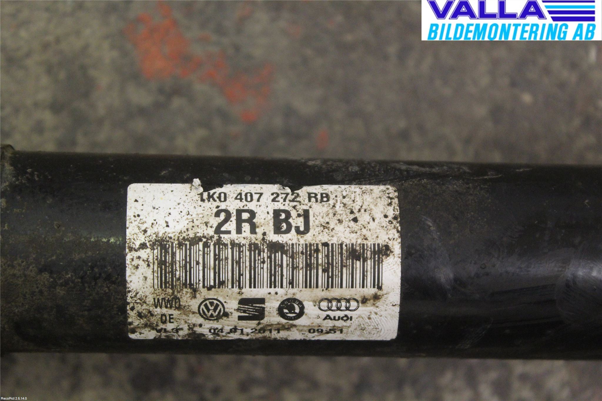 Volkswagen VW PASSAT 11-14 Drivaksel Foran Kompl Høyre