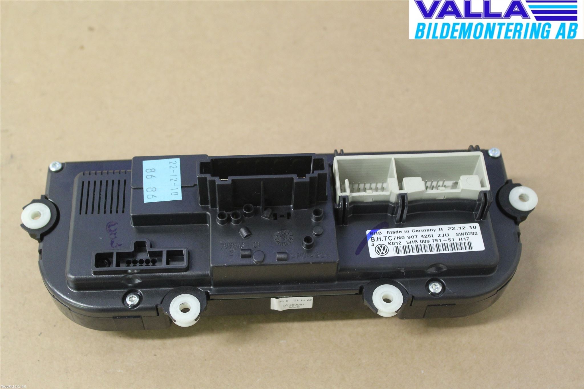 Volkswagen VW PASSAT 11-14 Varmeapparat Panel(Regulering)