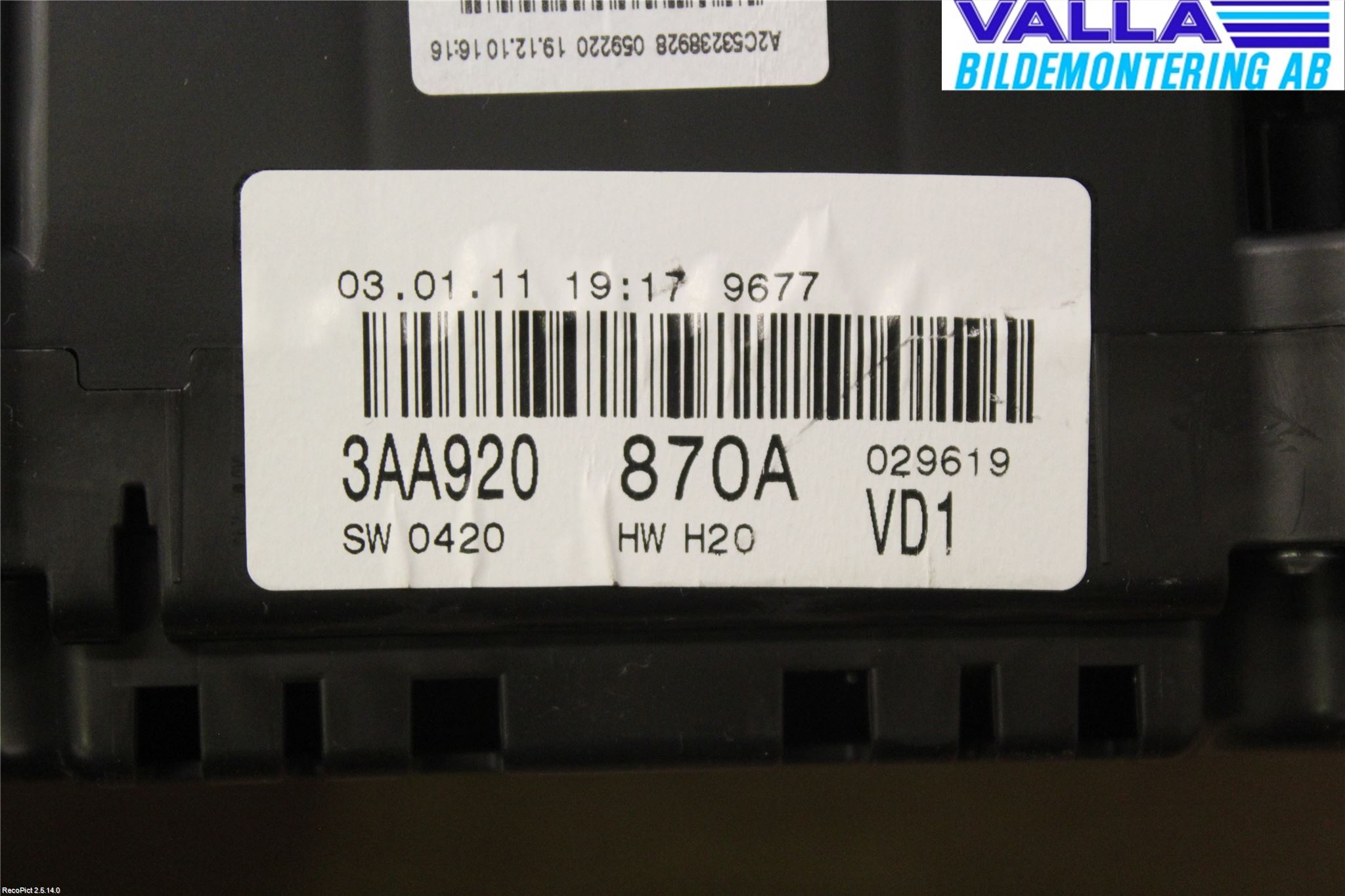 Volkswagen VW PASSAT 11-14 Instr Kombinert
