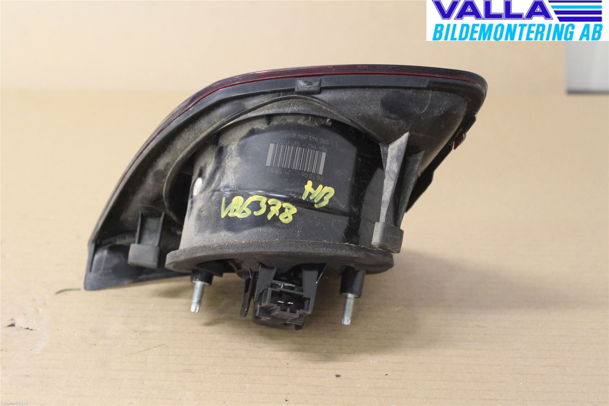 Volkswagen VW GOLF PLUS/CROSS GOLF 04-14 Baklykt Høyre  På Luke(Indre)