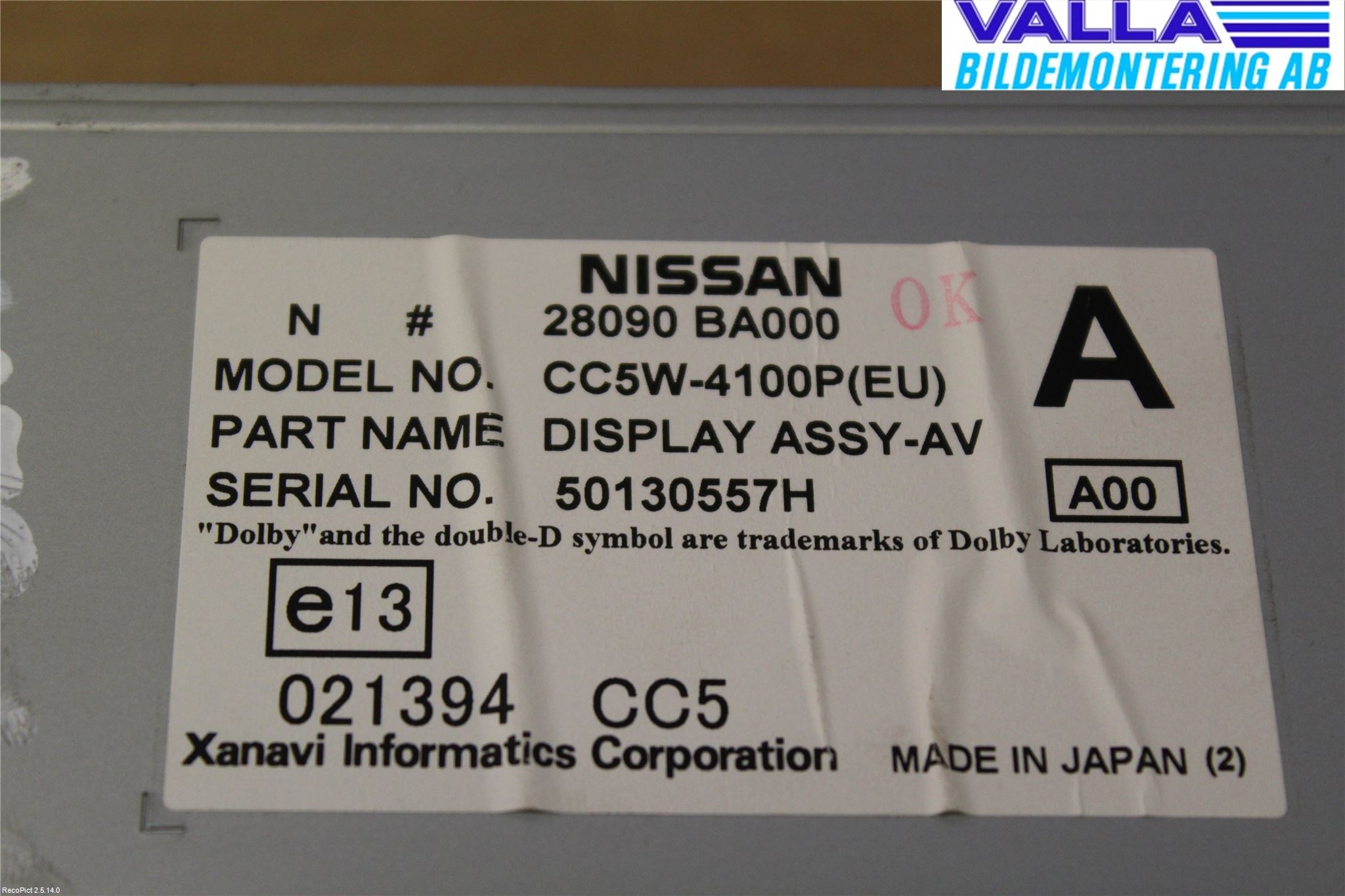 Nissan PRIMERA 02-07 Instr Varselys - Display