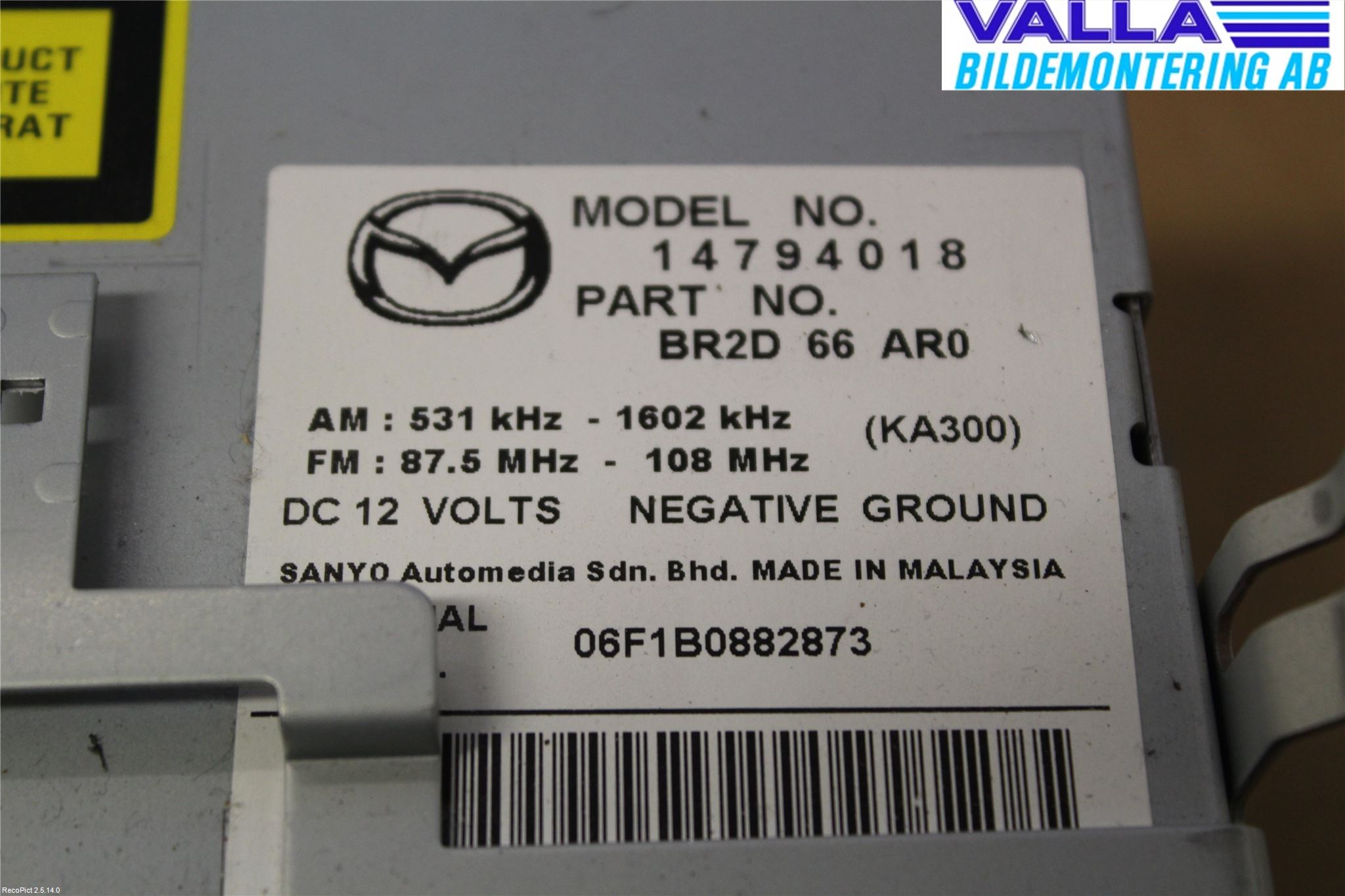 Mazda 3 I 07-08 Stereo Radio Med Cd